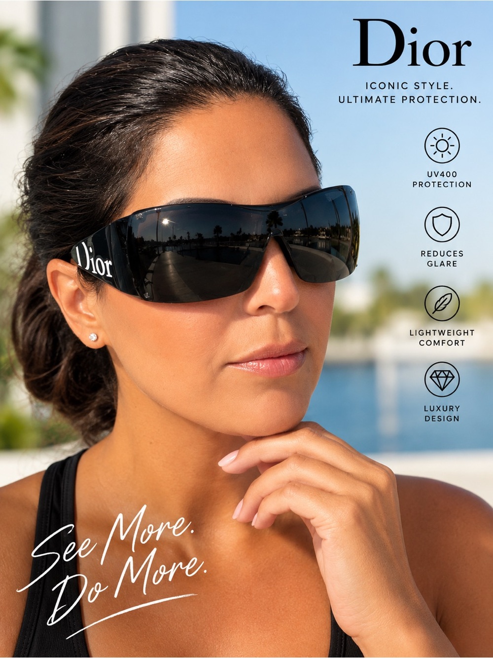 Dior Women's Black Shield Sunglasses - Black